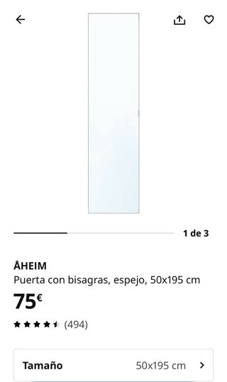 Puerta Espejo IKEA PAX Plata/Blanco