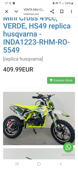Minimoto gasolina infantil nueva
