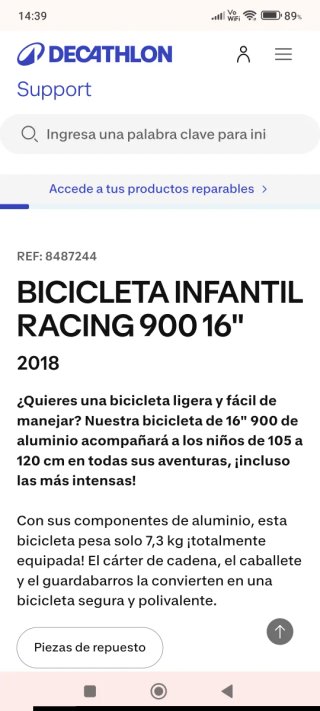 Bicicleta infantil 16'' Decathlon