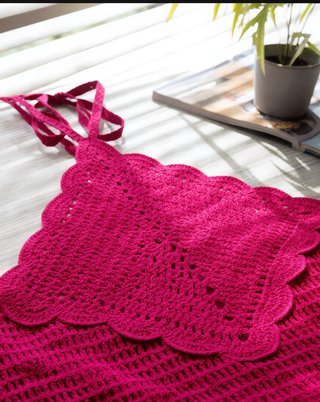 Top rosa mujer verano boho tirantes lazo crop