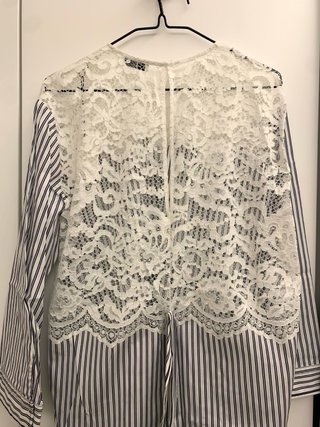 Blusa Sandro Talla M Encaje Rayas