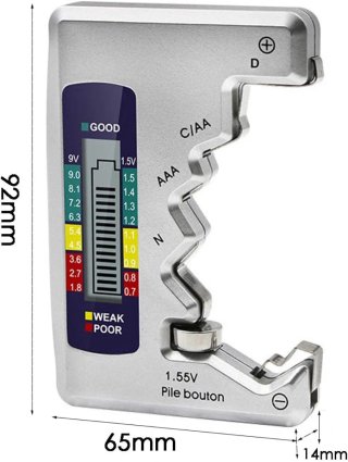 Comprobador Baterías Digital AAA AA C D 9V