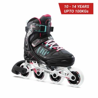 Patines Línea Niños Oxelo Ajustable 4 tallas Fit 5 Gris
