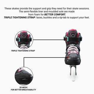 Patines Línea Niños Oxelo Ajustable 4 tallas Fit 5 Gris