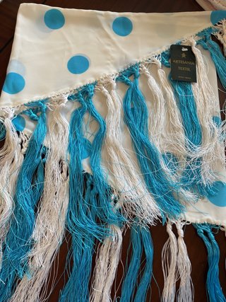 Mantoncillo de flamenca lunares turquesa