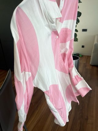 Camisa Bimba y Lola oversize rosa y blanca XS