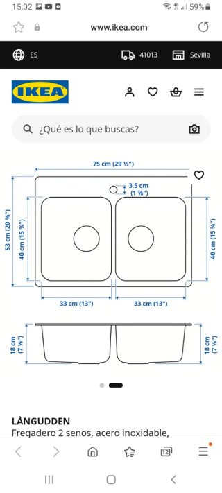Fregadero Doble Ikea LÄNGUDDEN Nuevo