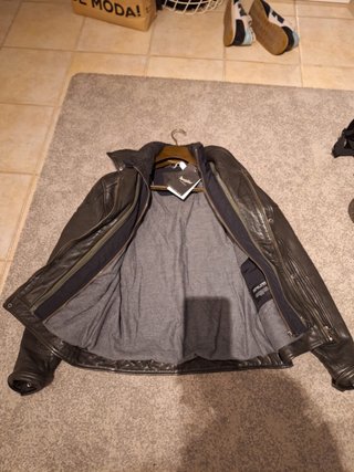 Chaqueta de Piel Marrón-Verde Oliva Nueva