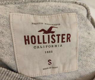 Sudadera Hollister cropped gris jaspeado - Talla S