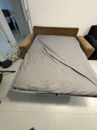 Sofá Cama Beige y Gris