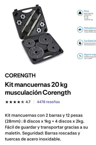 Kit Mancuernas 20 kg Corength