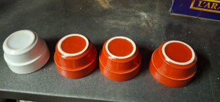 Set 4 Ciotoline Ceramica rosse e bianche