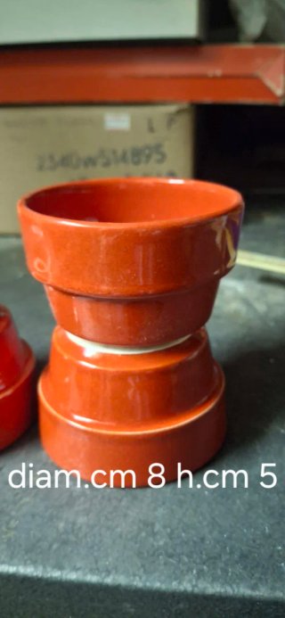 Set 4 Ciotoline Ceramica rosse e bianche