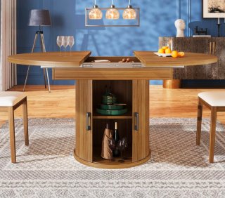 Mesa nogal ovalada extensible NUEVA SIN DESEMBALAR