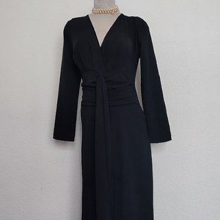 Vestido Midi Zara Negro Manga Larga Talla M
