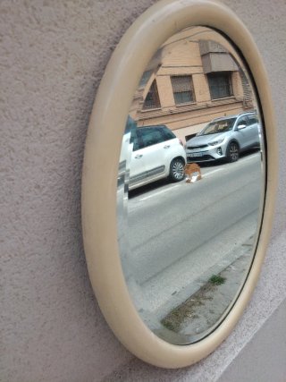 Espejo antiguo biselado madera maciza vintage SXIX