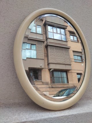 Espejo antiguo biselado madera maciza vintage SXIX