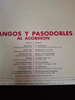 Disco Vinilo Hector Grande Tangos y Pasodobles