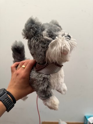 Peluche perro schnauzer gris y blanco