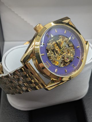 Orologio Uomo Automatico Pink Skeletor 40 mm Gold