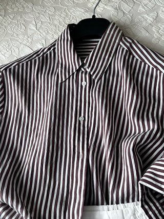 Camisa Mango Rayas Marrón Talla M