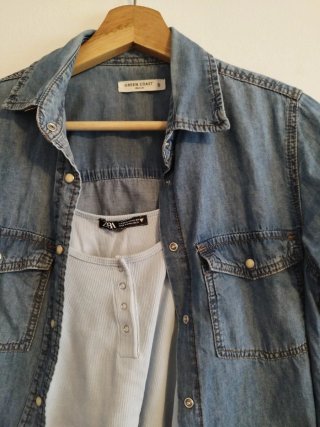 Lote Camisa Denim Talla S y Top zara talla M