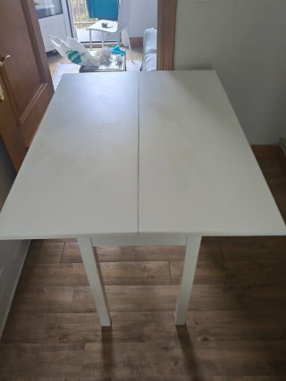 Mesa de cocina extensible blanca