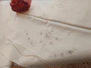 Juego Sábanas Antiguas Bordadas Algodón.Inicisales