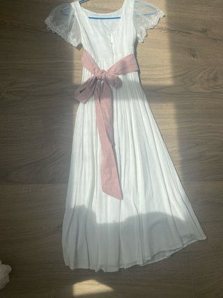 Vestido Primera Comunión Blanco y Rosa