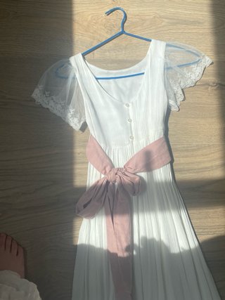Vestido Primera Comunión Blanco y Rosa