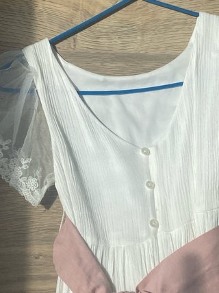 Vestido Primera Comunión Blanco y Rosa