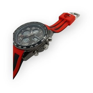 RELOJ SKYLINE ROJO Y NEGRO CORREA CAUCHO