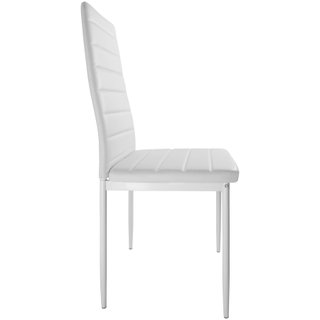Conjunto de mesa y 4 sillas acolchadas de acero para comedor, blanco