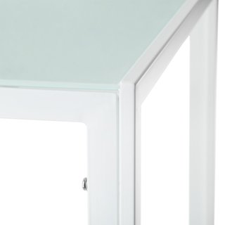 Conjunto de mesa y 4 sillas acolchadas de acero para comedor, blanco