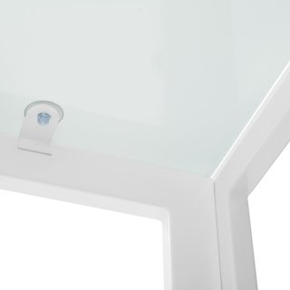 Conjunto de mesa y 4 sillas acolchadas de acero para comedor, blanco