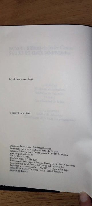 Novela "La Velocidad De La Luz" de Javier Cercas
