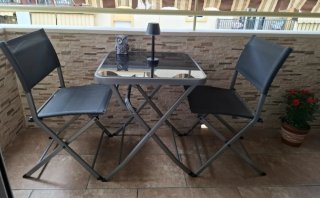 Mesa y 2 Sillas Plegables Exterior