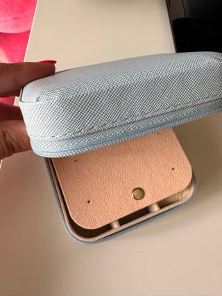 Mini joyero de viaje azul con espejo