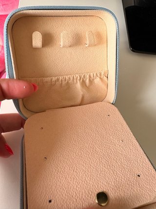 Mini joyero de viaje azul con espejo