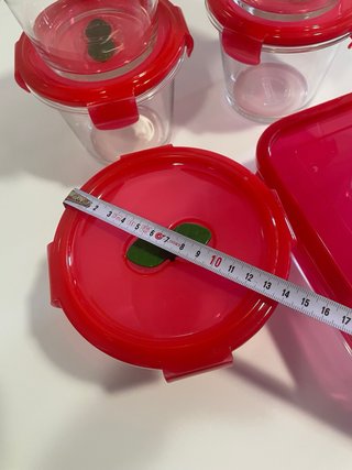 Set Recipientes Herméticos Vidrio Tapa Roja