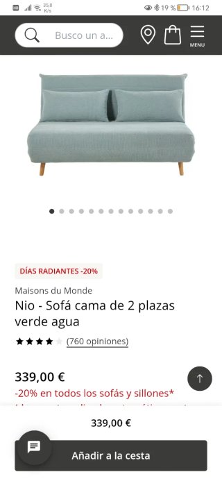 Sofá cama 2 plazas gris