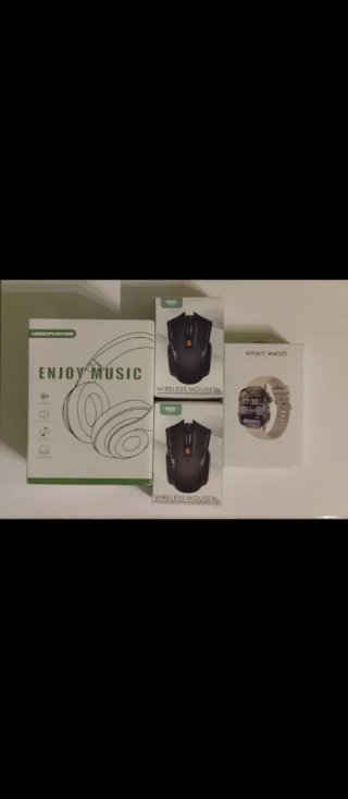 Pack Auriculares, 2 Ratones y Smartwatch
