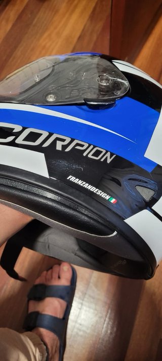 Casco Moto Scorpion Negro Azul Blanco