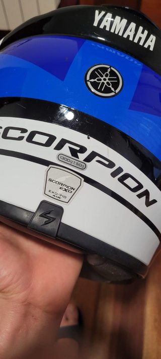 Casco Moto Scorpion Negro Azul Blanco