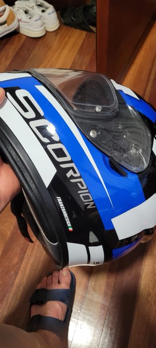 Casco Moto Scorpion Negro Azul Blanco