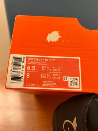 Nike Superfly 8 Club IC Nero Grigio 39