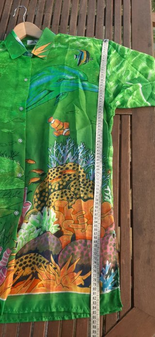 Camicia Hawaiana Verde Pesci Mare
