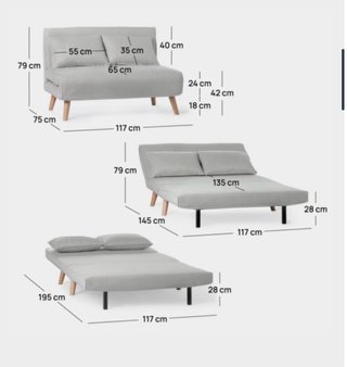 Sofá cama 2 plazas gris