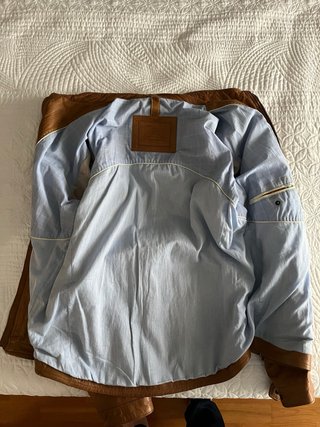 Cazadora de piel 100% marrón Massimo Dutti