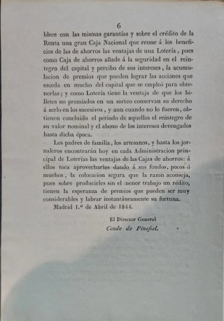 Caja Nacional de Loterías - Abril 1844